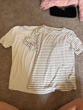 French Laundry Cream Striped Short Sleeve Tee